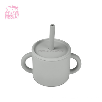 2022 Neuankömmlinge wiederverwendbares BPA Free Eco Friendly Training Nordic Baby Kleinkind Silicon Sippy Cup mit Doppelgriff Deckel und Stroh